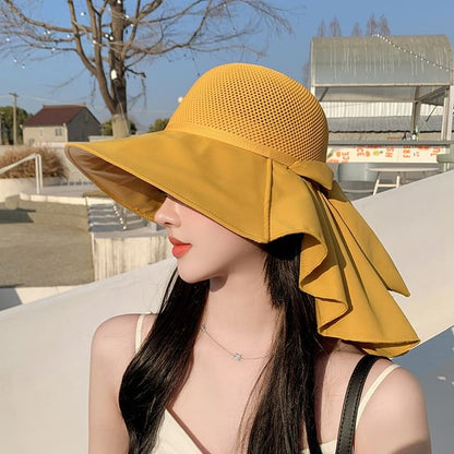 Bow with Neck Sun Hat Flap