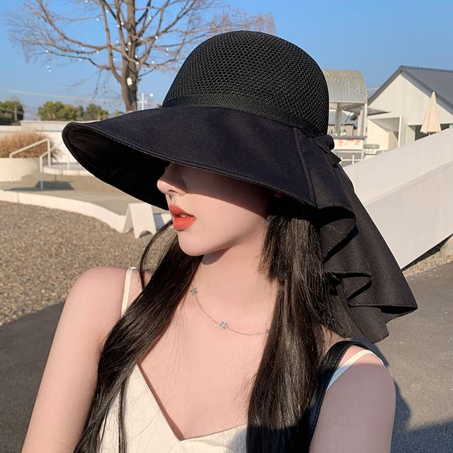 Bow with Neck Sun Hat Flap