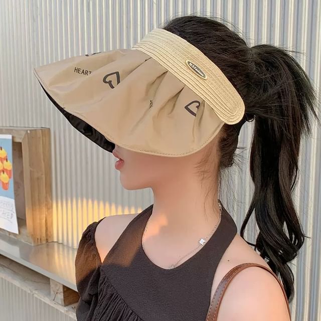 Sun Visor Print Heart Wide Brim