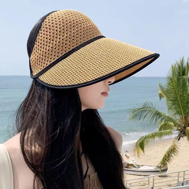 Hat Open Trim Lettering Contrast Top Sun