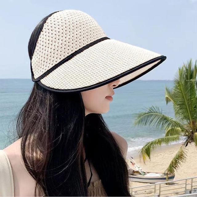 Hat Open Trim Lettering Contrast Top Sun