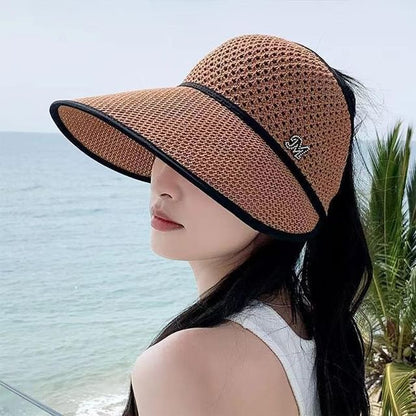 Hat Open Trim Lettering Contrast Top Sun