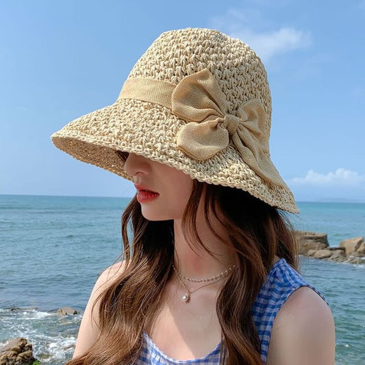 Hat Sun Bow Straw