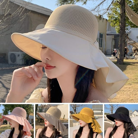 Bow with Neck Sun Hat Flap