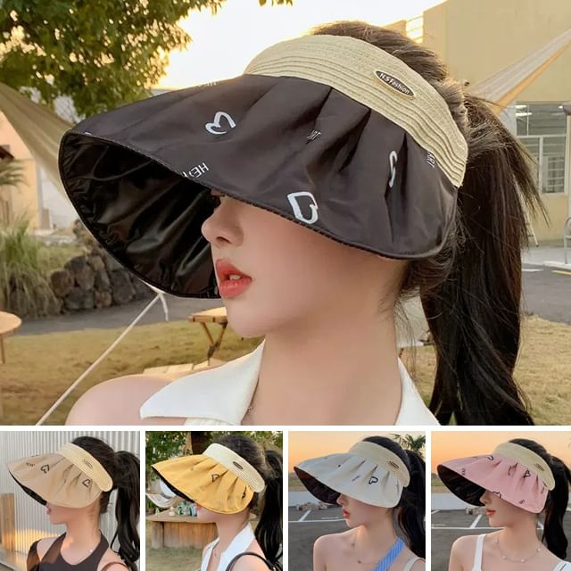 Sun Visor Print Heart Wide Brim