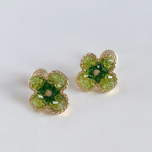 Cuff Crystal Ear Clover Faux Alloy
