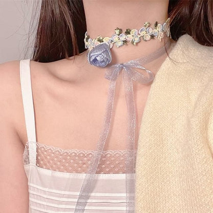 Rose Choker Ribbon Lace