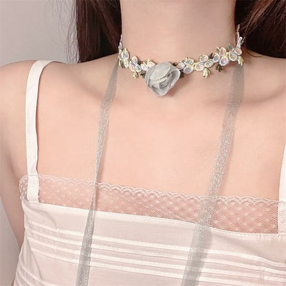 Rose Choker Ribbon Lace