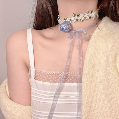 Rose Choker Ribbon Lace