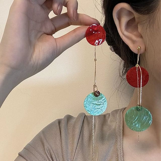 Disc Alloy Earring Dangle Asymmetrical