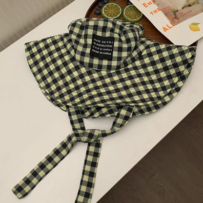 Chin Hat Checkered Strap With Cotton Bucket