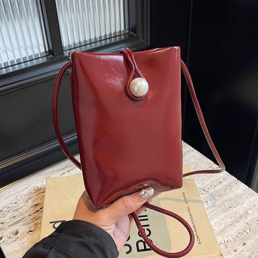 Plain Leather Faux Crossbody Bag