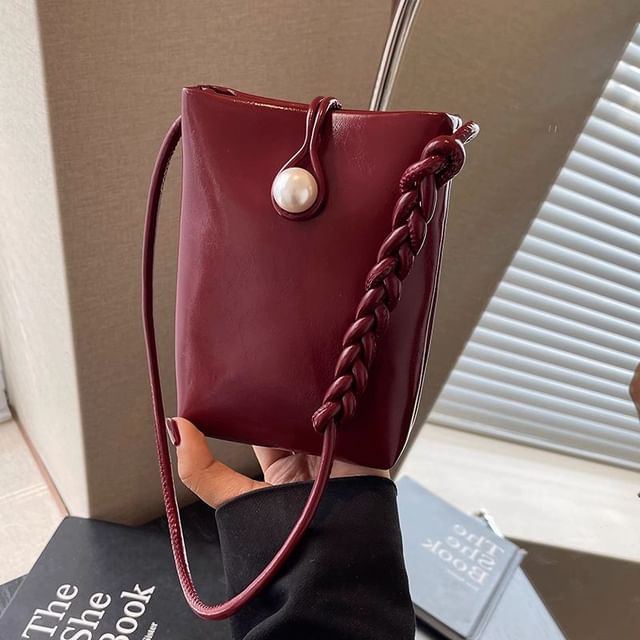 Faux Leather Crossbody Bag Plain