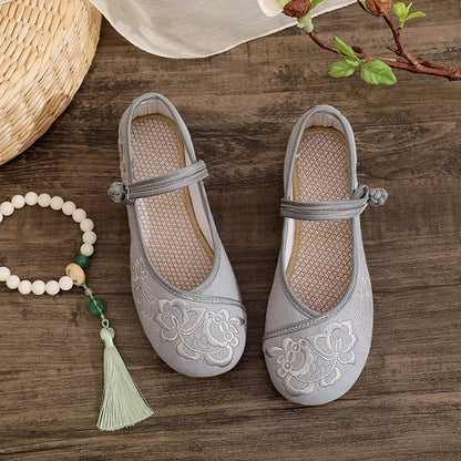 Flats Buttoned Frog Plain