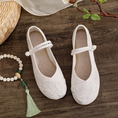 Flats Buttoned Frog Plain