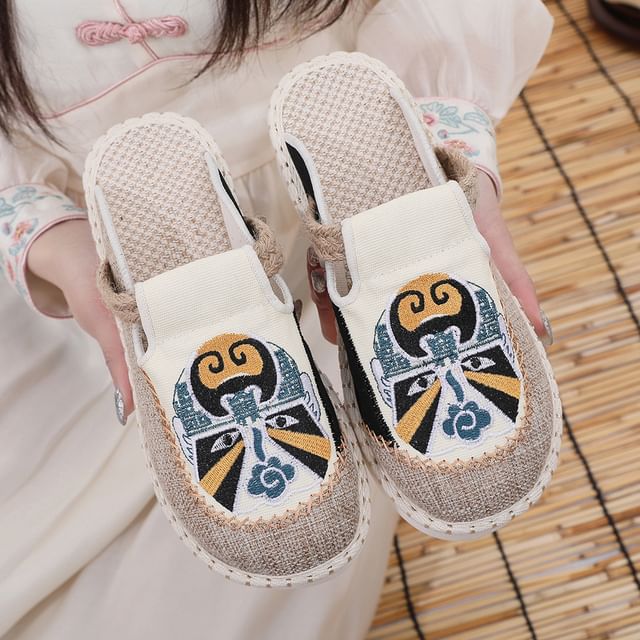 Lace Embroidered Mules