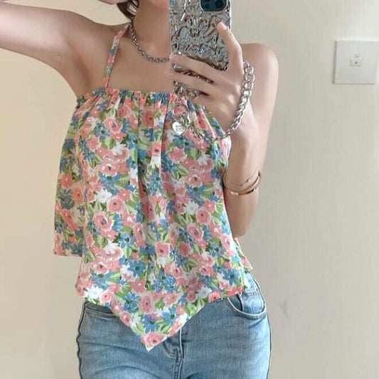 Halter Top Print Floral