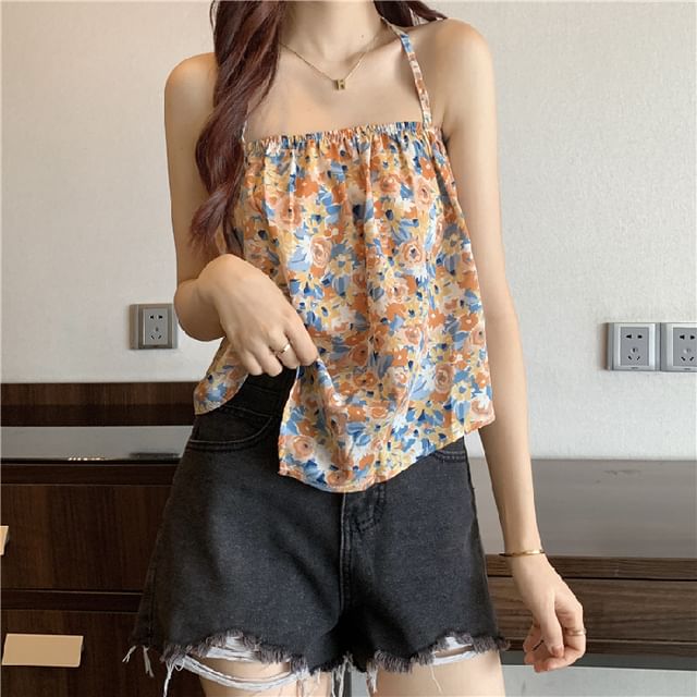 Halter Top Print Floral