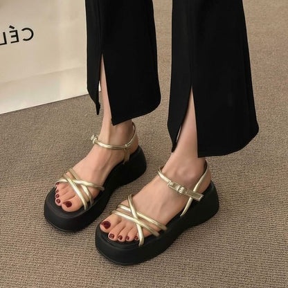 Sandals Platform Leather Faux