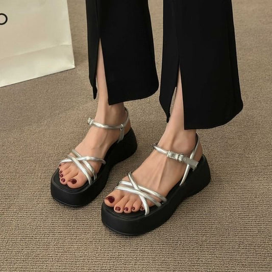 Sandals Platform Leather Faux