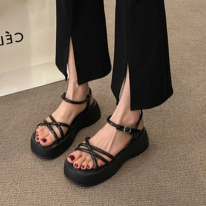 Sandals Platform Leather Faux