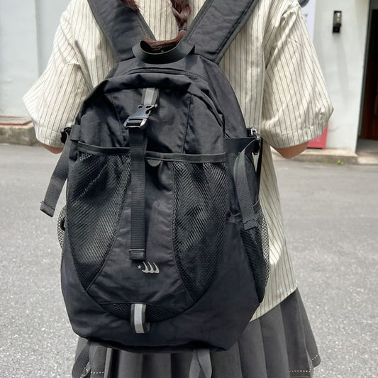 Mesh Star Panel Backpack Multi-Pocket Print