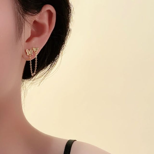 Sample Gold Butterfly Chain Earrings