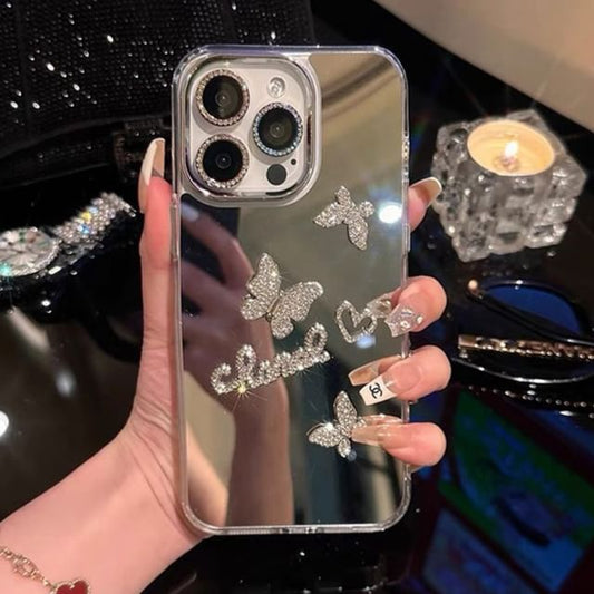 Butterfly Strap Mirrored Case Phone Set /