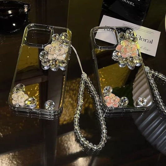 Case Phone Floral Mirrored Strap