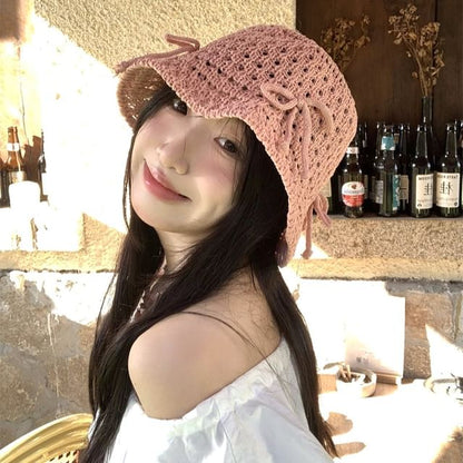 Bucket Knit Hat Bow
