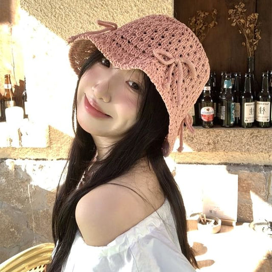 Bucket Knit Hat Bow