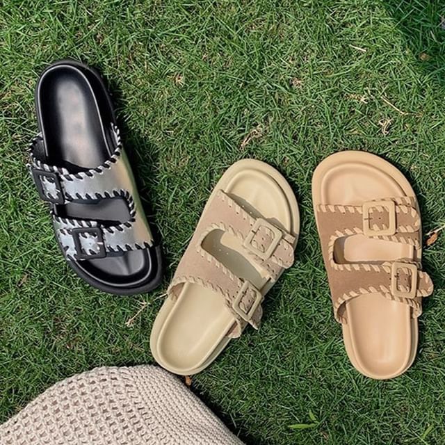 Buckled Sandals Platform Slide