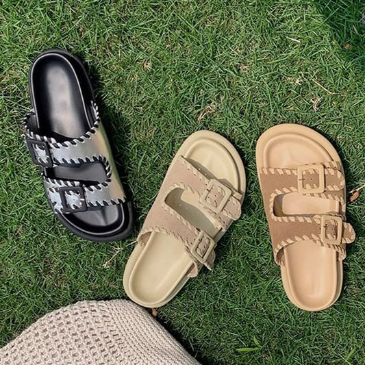 Buckled Sandals Platform Slide