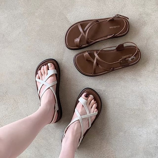 Cross Criss Platform Toe Loop Sandals