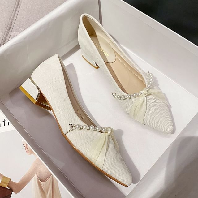 Faux Toe Pearl Pumps Pointed