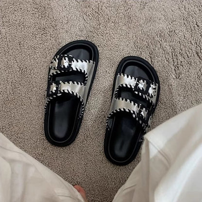 Buckled Sandals Platform Slide