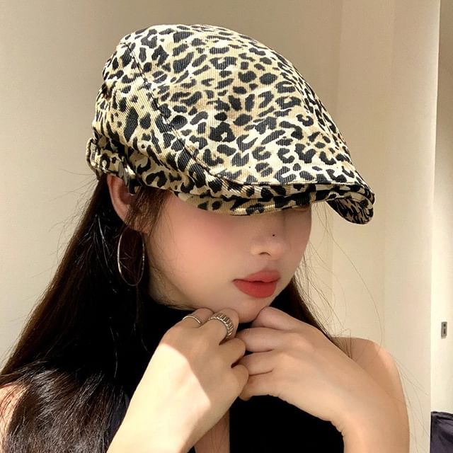 Flat Cap Print Leopard