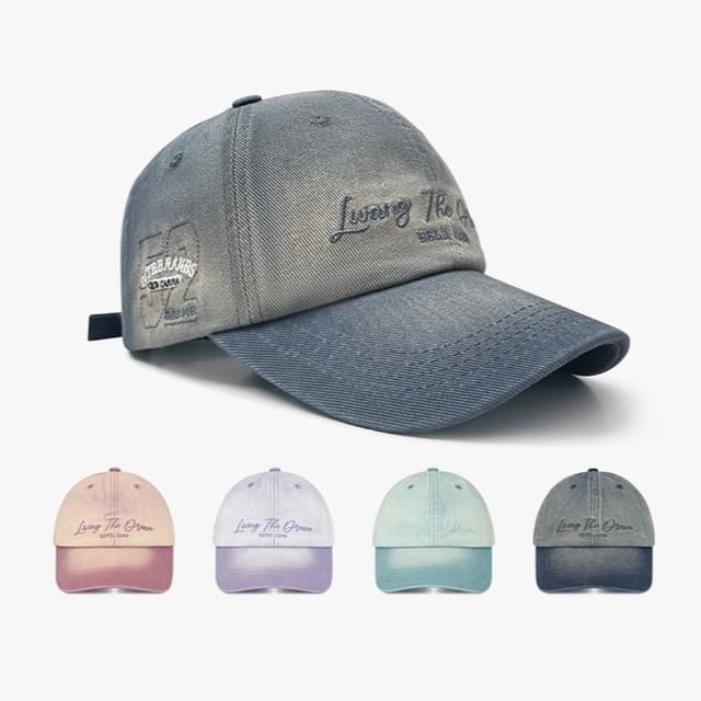 Denim Lettering Cap Embroidered Baseball