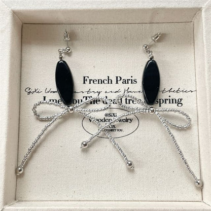 / Beaded Earring Bow Necklace Drop