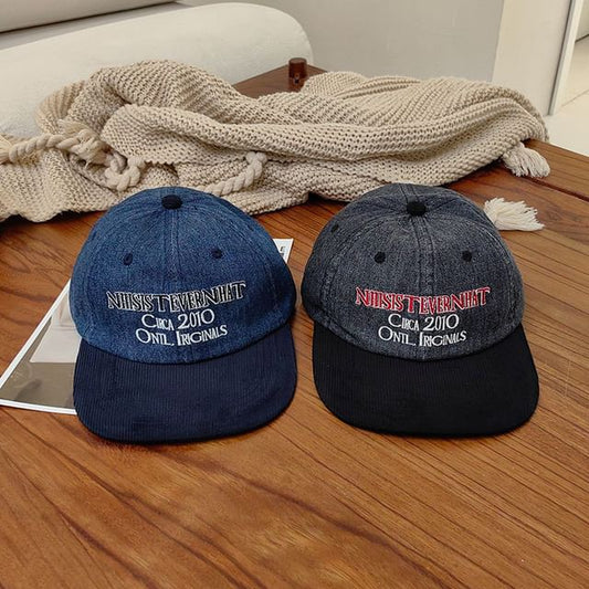 Corduroy Cap Embroidered Lettering