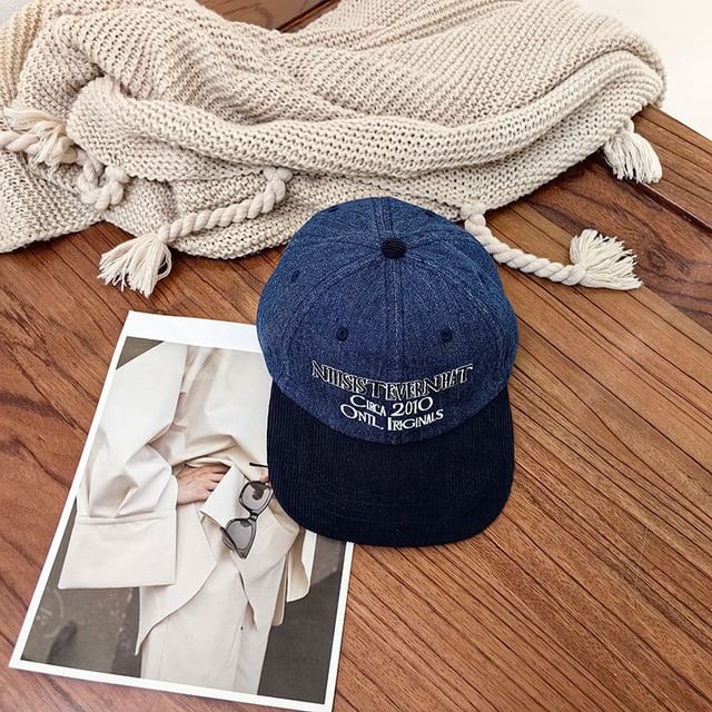 Corduroy Cap Embroidered Lettering