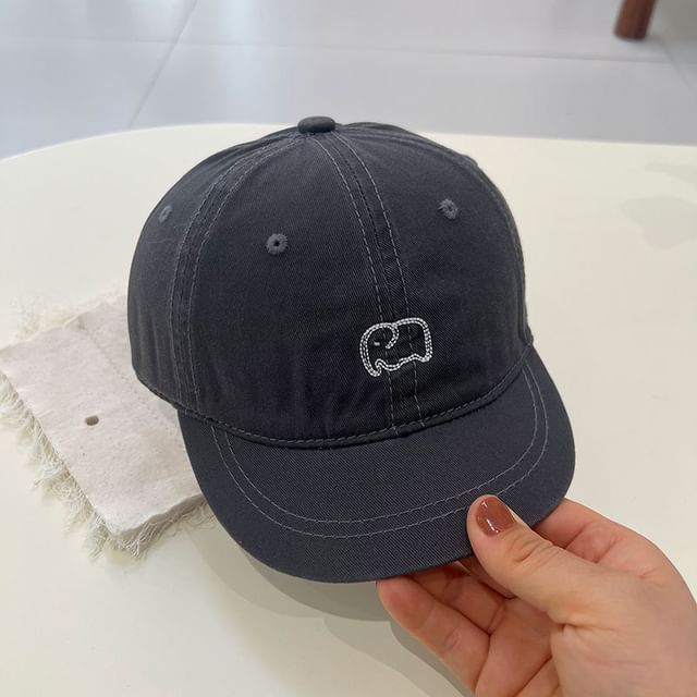 Elephant Embroidered Short Brim Cap