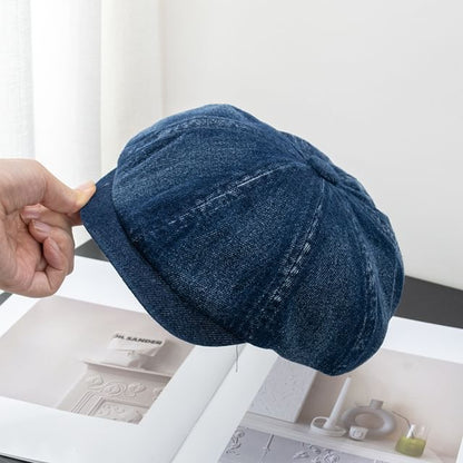 Brim Short Newsboy Denim Cap