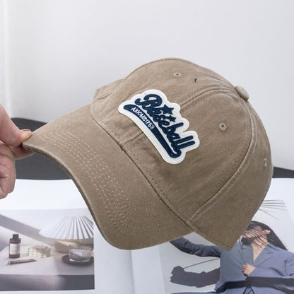 Brim Cotton Embroidered Washed Cap Baseball Vintage Curved