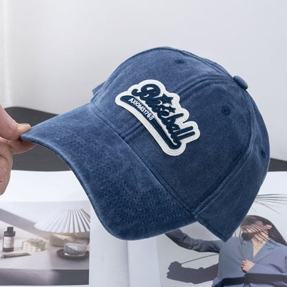 Brim Cotton Embroidered Washed Cap Baseball Vintage Curved