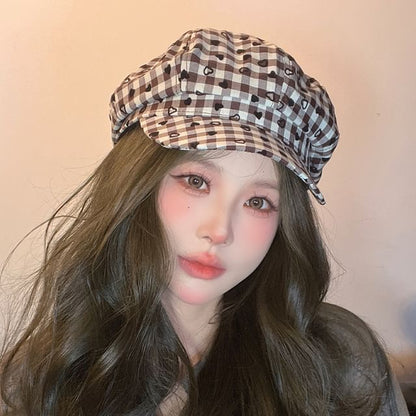 Cap Newsboy Heart Print