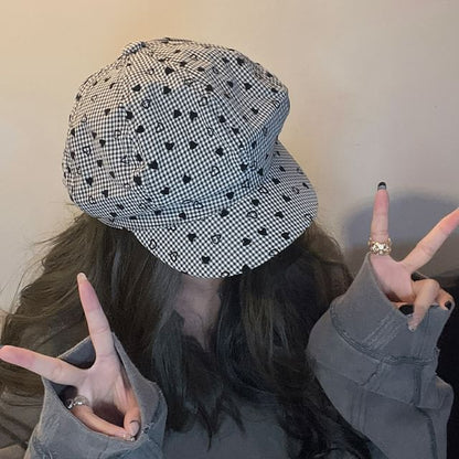 Cap Newsboy Heart Print