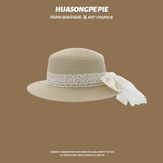 Trim Straw Lace Boater Hat