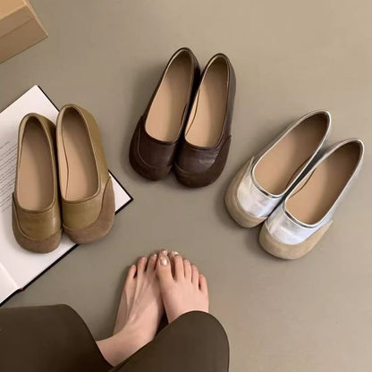 Sample Round Toe Faux Leather Flats