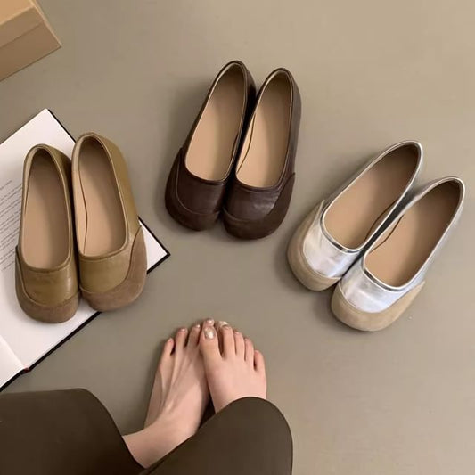 Sample Round Toe Faux Leather Flats